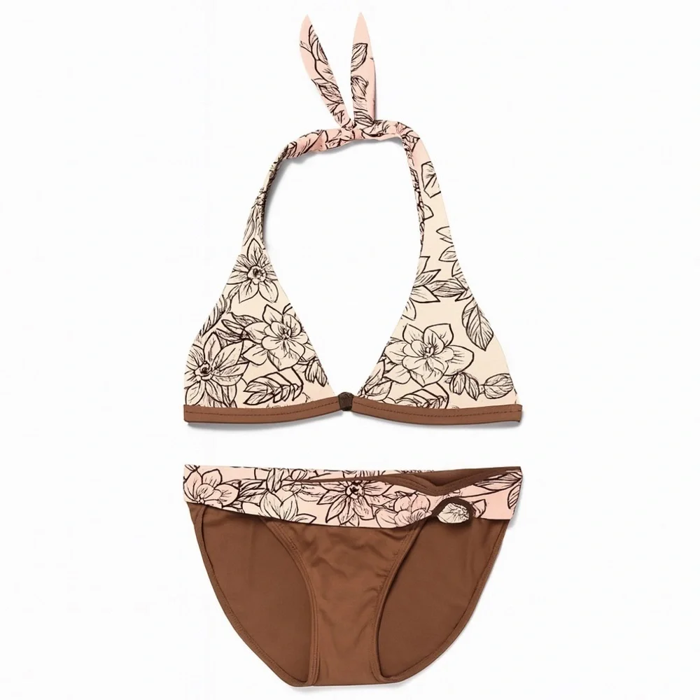 Baltex Floral Halter Bikini Top and Bottoms